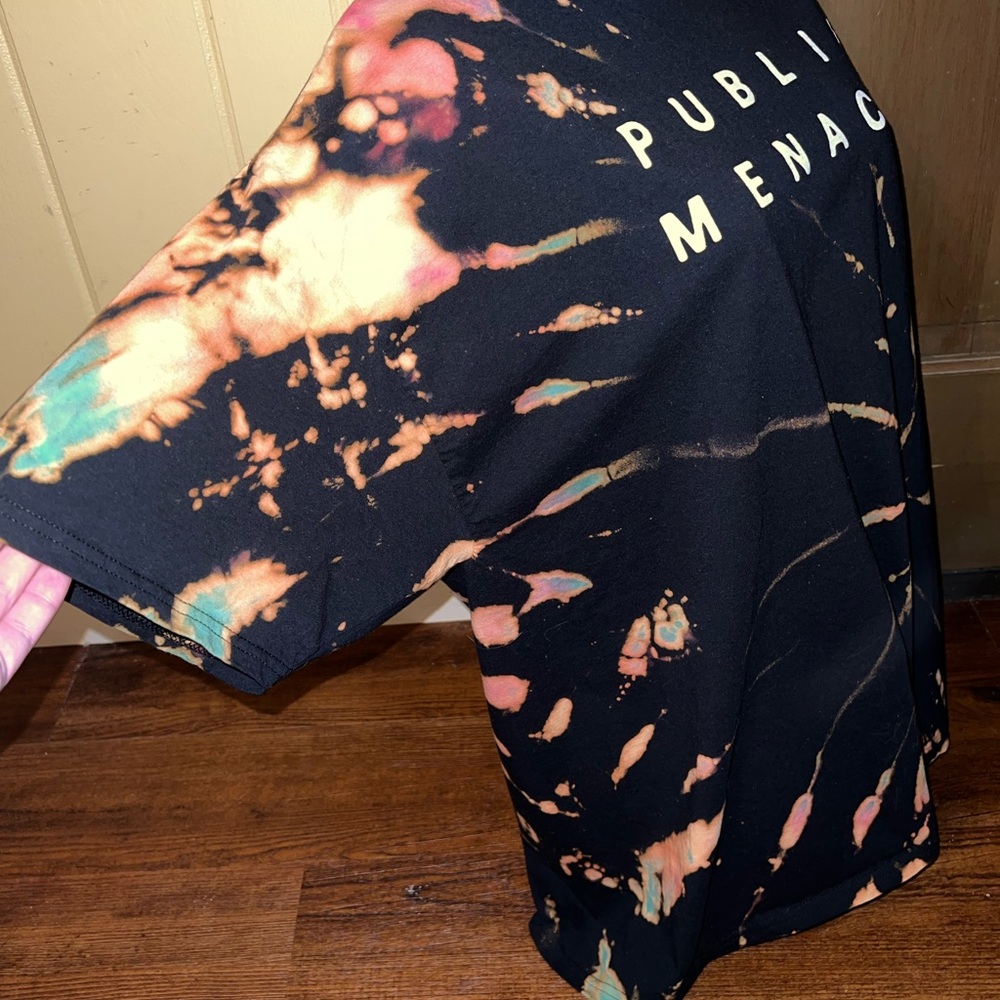 New Public Menace Colorful Reverse Tie-Dye Graphic Tee Size XL - Picture 6 of 13